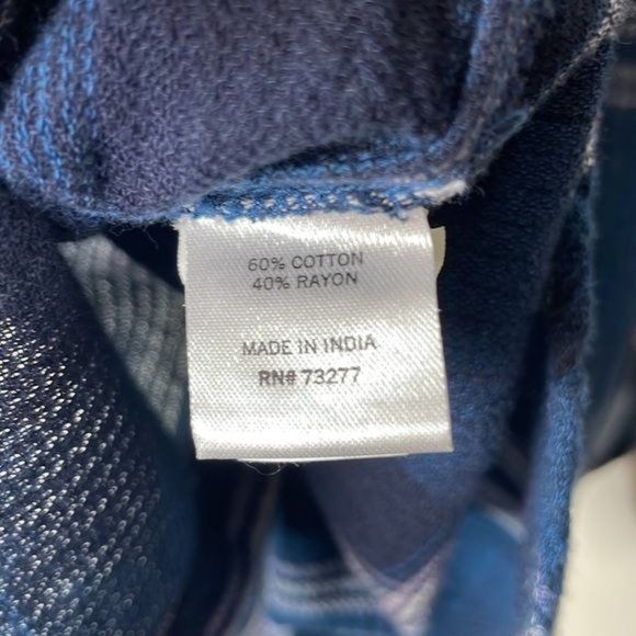 Sonoma Size XS Blue White Plaid Knit Soft Slouchy Western Rodeo Button Down - Picture 10 of 11